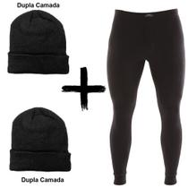 Kit Combo Inverno Ceroula Preta Mash Algodão + 2 Toucas Kit Combo Inverno Ceroula Preta Mash Algodão + 2 Toucas