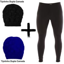 Kit Combo Inverno Ceroula Preta Mash Algodão + 2 Toucas