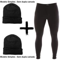 Kit Combo Inverno Ceroula Preta Mash Algodão + 2 Toucas