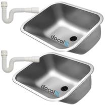 Kit Combo Lavanderia Com 2 Tanques 50x40 Docol Acetinado Fosco Com Sifão