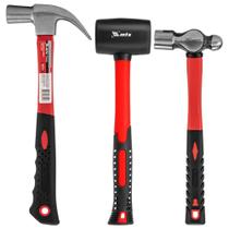 Kit Combo Martelos Carpinteiro 23mm + Martelo Borracha 46mm + Martelo Bola 800g - MTX