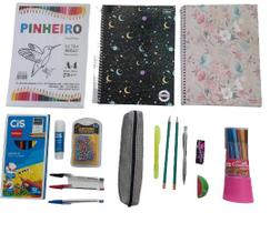 Kit Combo Material Escolar Ensino Médio Faculdade Feminino