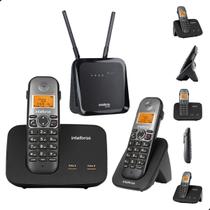 Kit Combo Mini Central PABX Telefone Sem Fio TS 5150 com 1 Ramal Intelbras Com 1 Entrada Para Chip 4g Celular e 1 Entrada para linha Fixa