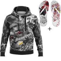 Kit Combo Moletom De Quebrada Abençoado Por Deus + Chinelo