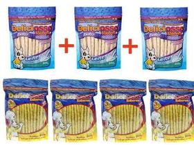 Kit Combo ossinhos palito petisco para Cachorro: 4 Ossinhos Frango 200g + 3 Ossinhos Leite 200g Deliciosso