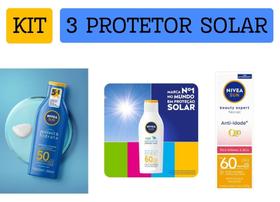 Kit Combo Protetor Solar FPS50 200ml + FPS60 kids 100ml + Protetor facial FPS50 60G Q10 3 itens - Nivea