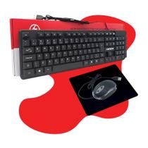 Kit Combo Teclado E Mouse Com Fio Usb Abnt2 Para Pc E Notebook