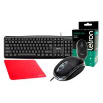Kit Combo Teclado + Mouse + Mouse Pad Office Qwert Letron