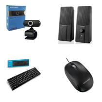 KIT Combo Teclado Office USB +Mouse com fio + webcam + caixa de som para computador Multilaser