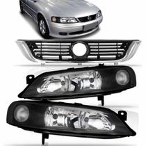 Kit Combo Vectra 2000 Par Farol Mascara Negra Grade Cromada