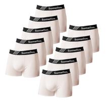 Kit Combo10 Cueca Boxer Branca Microfibra Somellos Masculina