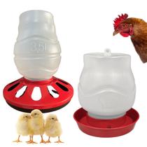 Kit Comedouro 3,5kg Automatico E Bebedouro 2lts Aves Galinha Vermelho