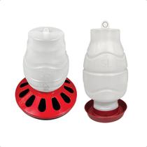 Kit Comedouro 3,5L Aves 12 furos e Bebedouro Rosca 5L