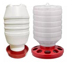 Kit Comedouro 5kg 10 Furos + Bebedouro Leitoso 5l P/ Aves - pet solution