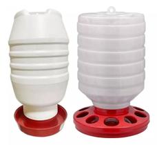 Kit Comedouro 5kg 10 Furos + Bebedouro Leitoso 5l P/ Aves