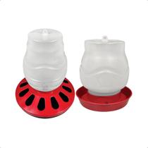 Kit Comedouro 7,5L Aves 12 furos e Bebedouro Rosca 3,5L