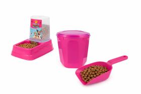 Kit Comedouro Automático + Pote de Ração + Pá Dosadora para Pets