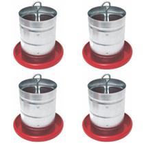 Kit Comedouro Aves Galvanizado Prato Plástico 5kg 4 Unidades