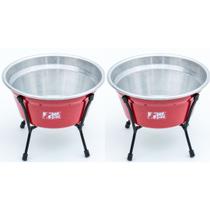 Kit Comedouro Bebedouro Cães Mini NF Pet 02 Unid Pote Alumínio 600ml Comedor Leve Ração Água