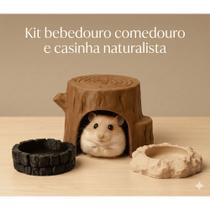 Kit Comedouro Bebedouro e Toca Árvore para Hamster Sirio e Pequenos Roedoeres Repteis Lagartos Kit Comedouro Bebedouro e Toca Árvore para Hamster Sirio e Pequenos Roedoeres Repteis Lagartos