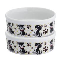 Kit Comedouro + Bebedouro para Cachorro Gato Pet Decorado Preto 600 ml / 15 cm Kit Comedouro + Bebedouro para Cachorro Gato Pet Decorado Preto 600 ml / 15 cm