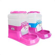 Kit Comedouro E Bebedouro Automático 3L Rosa Cães e Gatos