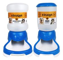 Kit Comedouro e Bebedouro Automático Galão Dispenser Para Cães Gatos Água 2 Litros Ração 1 Kg - Truqys