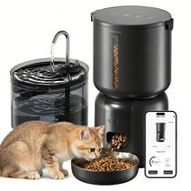 Kit Comedouro e Bebedouro Automático Newpet para Cachorro Cães e Gatos 2.2 Litros E 4 Litros Bivolt