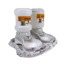 Kit Comedouro e Bebedouro Automático Truqys Pet Plástico Mármore Carrara Cinza para Cães e Gatos Kit Comedouro e Bebedouro Automático Truqys Pet Plástico Mármore Carrara Cinza para Cães e Gatos