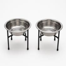 Kit Comedouro E Bebedouro Elevado Cachorro Gato Tigela Inox