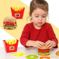 Kit Comidinha Infantil Fast Food Hambúrguer e Batata Frita