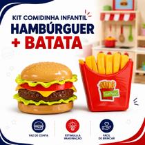 Kit Comidinha Infantil Hambúrguer Batata Brinquedo Cozinha Kit Comidinha Infantil Hambúrguer Batata Brinquedo Cozinha
