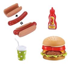 Kit Comidinha Infantil Hambúrguer Hot-dog C/ Milk Shake
