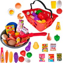 Kit Comidinhas De Brinquedo 44Pçs Frutas Frigideira e Mini Mercado Kit Comidinhas De Brinquedo 44Pçs Frutas Frigideira e Mini Mercado