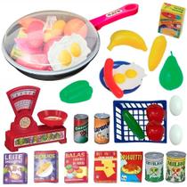 Kit Comidinhas Infantil 28 Peças Brinquedo Educativo com Frigideira e Acessórios Faz de Conta
