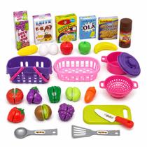 Kit Comidinhas Infantil 30 Peças Brinquedo Sensorial com Mini Cozinha Frutas e Legumes Kit Comidinhas Infantil 30 Peças Brinquedo Sensorial com Mini Cozinha Frutas e Legumes