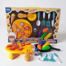 Kit Comidinhas Interativo Hora do Lanche Pizza Cozinha Divertida 25 Pç Faz de Conta