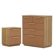 Kit Cômoda 5 Gavetas e Mesa de Cabeceira 2 Gavetas Debai