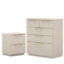 Kit Cômoda 5 Gavetas e Mesa de Cabeceira 2 Gavetas Debai