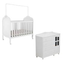 Kit Cômoda E Berço Peroba Elô Branco Quarto Infantil