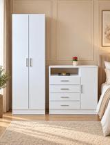 Kit Cômoda + Sapateira Branca 4 Gavetas 1 Porta Organizador - ATACADÃO RODRIGUES Kit Cômoda + Sapateira Branca 4 Gavetas 1 Porta Organizador - ATACADÃO RODRIGUES
