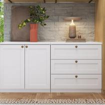 Kit Cômodas 3 Gavetas e Armário 2 Portas Provençais 100% Mdf Branco Fosco Kit Cômodas 3 Gavetas e Armário 2 Portas Provençais 100% Mdf Branco Fosco