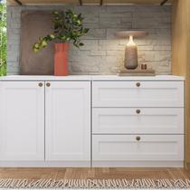 Kit Cômodas 3 Gavetas e Armário 2 Portas Provençais 100% MDF Branco/Fosco
