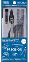 Kit Compasso Reguas Escolar Precision 7 Pçs Estojo Tilibra Cor Cinza Kit Compasso Reguas Escolar Precision 7 Pçs Estojo Tilibra Cor Cinza