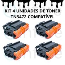 Kit Compatível Com 4 Tn3472 Para Hl-L6202DW Tn-3472 Tn3470 Tn-3470 Tn880 Tn-880 Hl-L5102dw L-5202dw Dcp-L5502DN