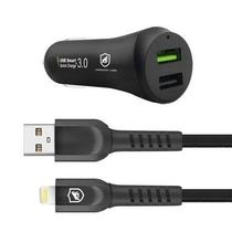 Kit compatível com Carregador Veicular com Cabo Dual Shock 1,2m Lightning iPhone MFI Gshield