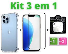 Kit Compatível Com iPhone 13 13 Pro 13 Pro Max 13 Mini / Capinha + Película 3D + Película da Câmera