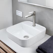 Kit Completa Cuba Quadrada C/ Torneira Escovada E Válvula