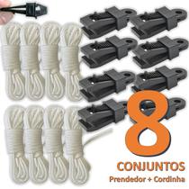 Kit Completo 08 Clipes Amarração de Lonas e Tendas + 8 cordinhas Cordelete Fixação