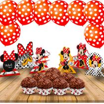 Kit Completo 131 PÇS Decoração Minnie Mouse Festa